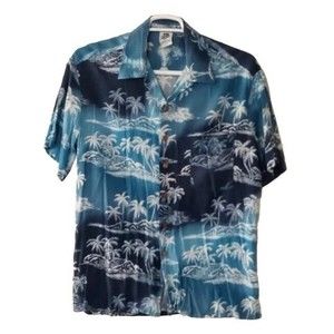 Men's Short Sleeve Tropical Caribbean Hawaiian Camp Shirt Size Large